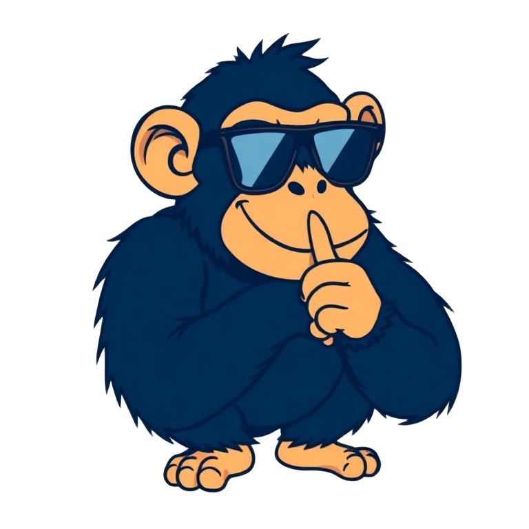 BoardingChimp peeking out from behind the boarding pass